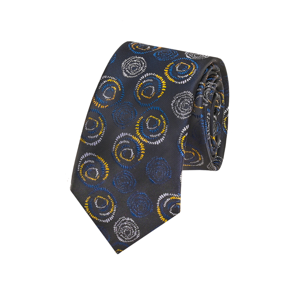 创意圆圈设计男士涤丝提花领带